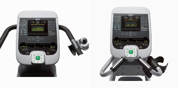 Side by side pictures of the consoles of Precor EFX 546i and Precor EFX 576i