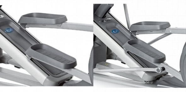 Side by side images of the pedals of Precor EFX 546i and Precor EFX 576i