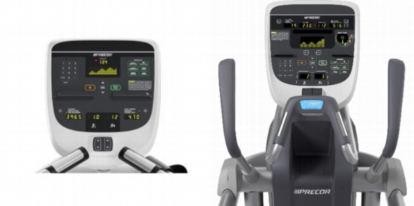 Side by side pictures of the consoles of Precor EFX 815 and Precor AMT 835
