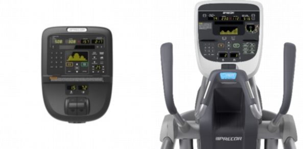 Side by side images of the consoles of Precor EFX 833 and Precor AMT 835