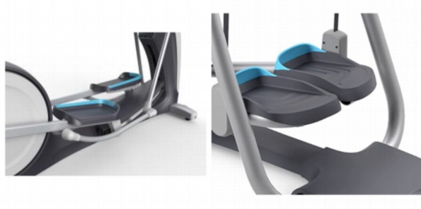 Side by side pictures of the pedals of Precor EFX 833 and Precor AMT 835