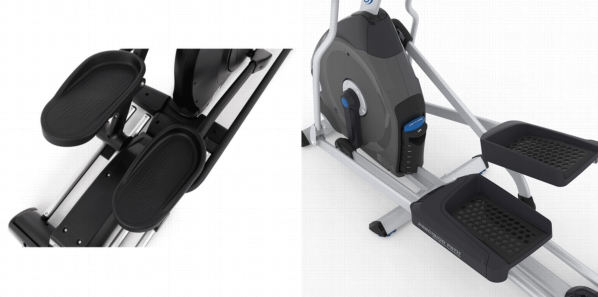 Side by side images of the pedals of Sole Fitness E25 and Nautilus E616